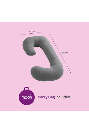 MOON Organic U Shaped Maternity Pillow with Detachable Back Support-Grey