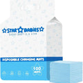 Star Babies Disposable Changing Mats  Leak Resistant  Travel Friendly  Versatile Use  0 Months   33 x 45cm  Blue - 100 Pieces
