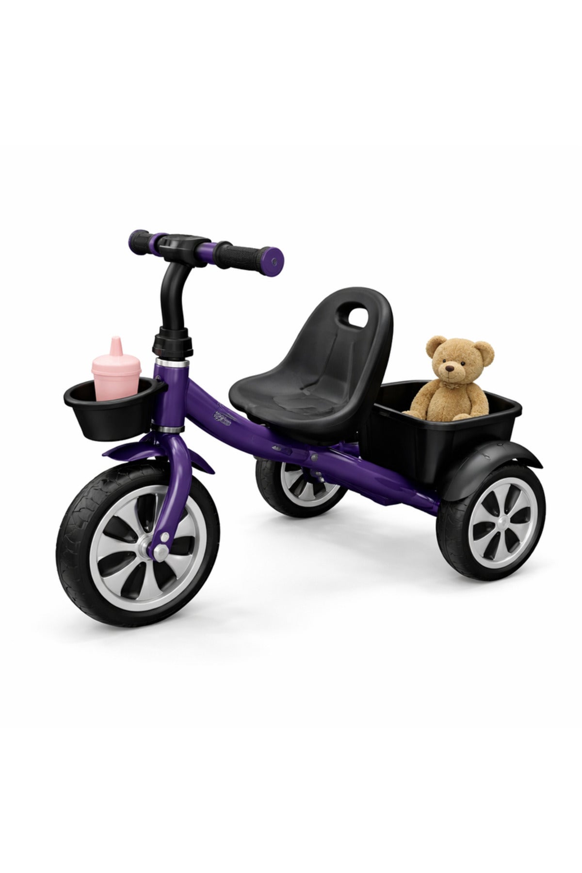 StarMarz Toddler 3-Wheel Tricycle Ride-On Toy with Safety Seat, Cup Holder & Rear Storage Basket - Purple