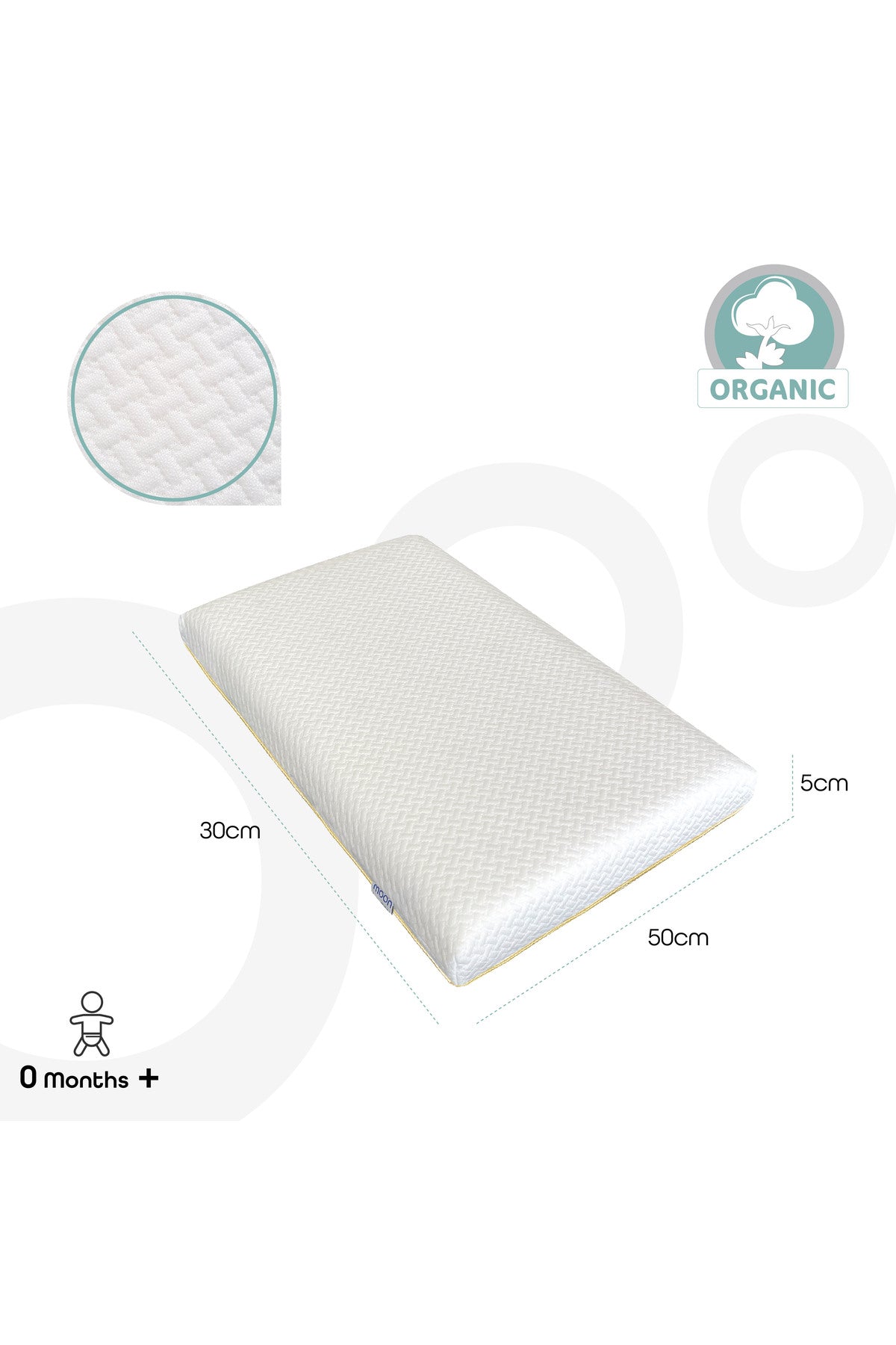 MOON  Organic First Pillow -White, organic pillow fabric