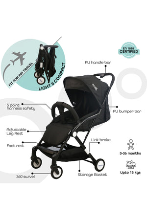 MOON Travel-Lite  - Cabin Stroller,Black