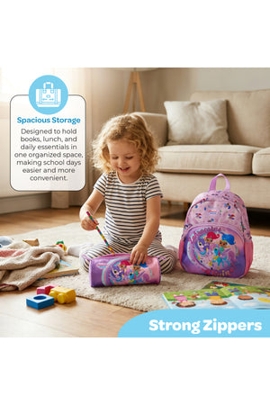 MOON Licensed Shimmer and Shine 3 in 1 KidsBackpack Set  - (13-Inch) Premium Kids School Bag with Lunch Bag & Pencil Case-Purple