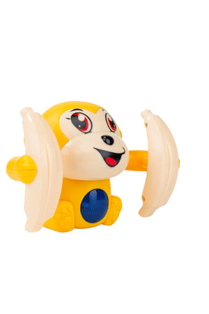 Urban Tots Animal Cartoon Model Monkey With Voice Control, Light, Sound & 360° Rotation-Yellow