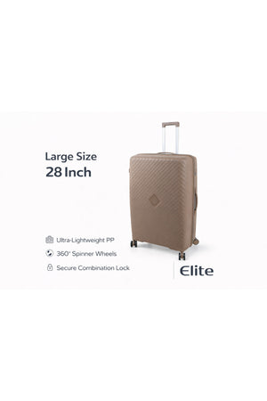 ELITE- Premium Hard-Shell Luggage 28 inch – Lightweight Spinner Suitcase – Beige Gold