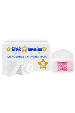 Star Babies - Disposable Changing Mat 50pcs With Breast Pad 40pcs - White