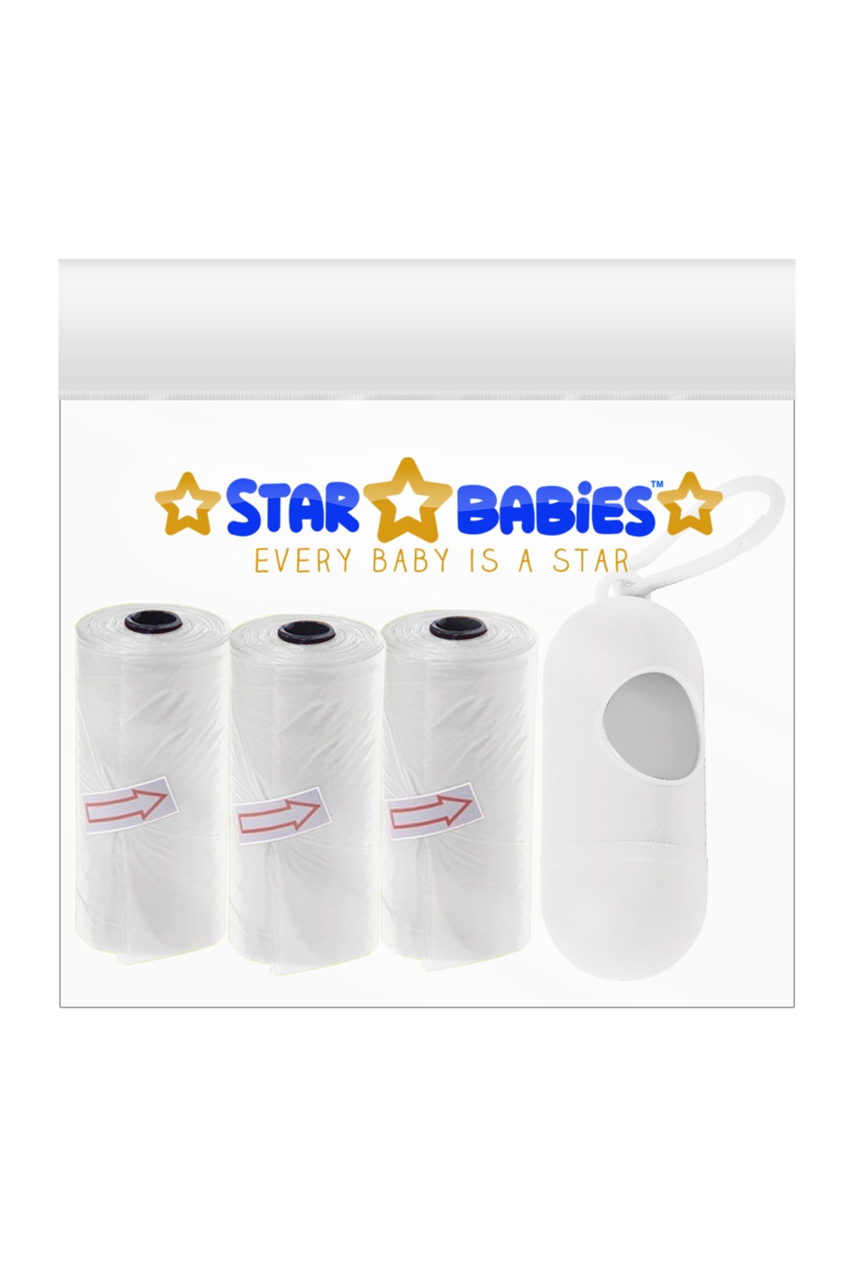 Star Babies - Scented Nappy Bag With Dispenser Pack of 3/45 Bags- White