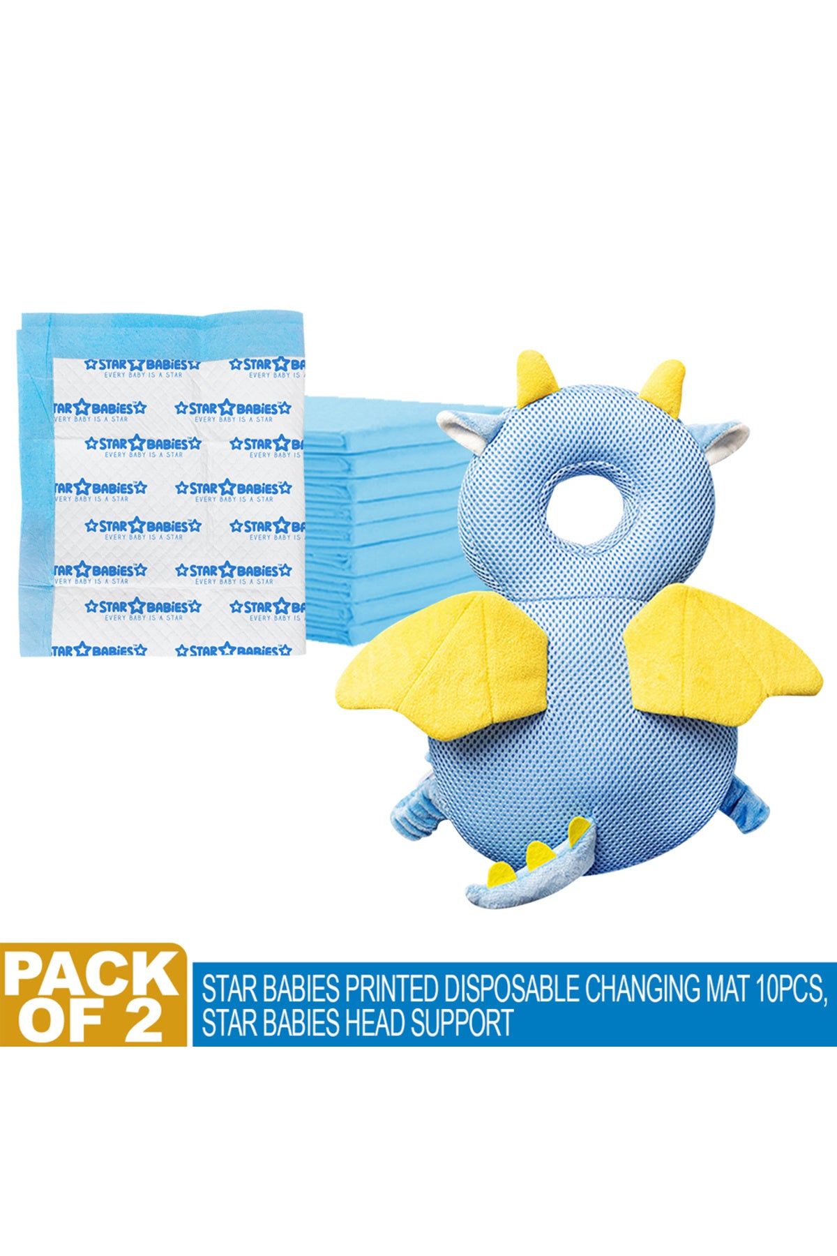Star Babies - Printed Changing Mats 10pcs & Baby Head Support Combo Set