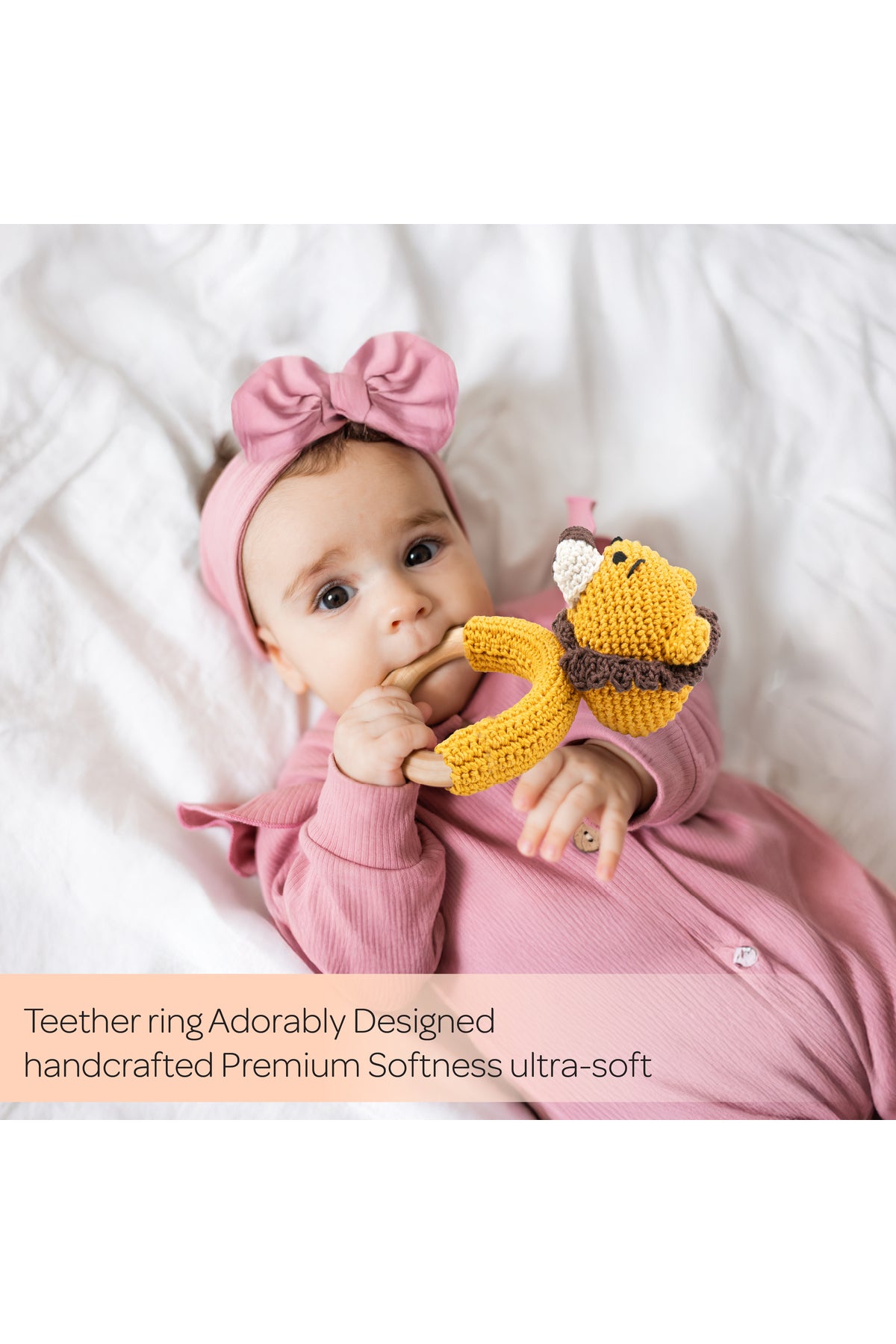 MOON Handcrafted Crochet Ring Rattle Toy-Lion