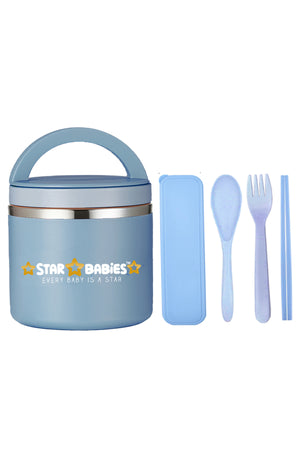 Star Babies - Stainless Steel Food Jar W/ Fork & Spoon Set - Blue