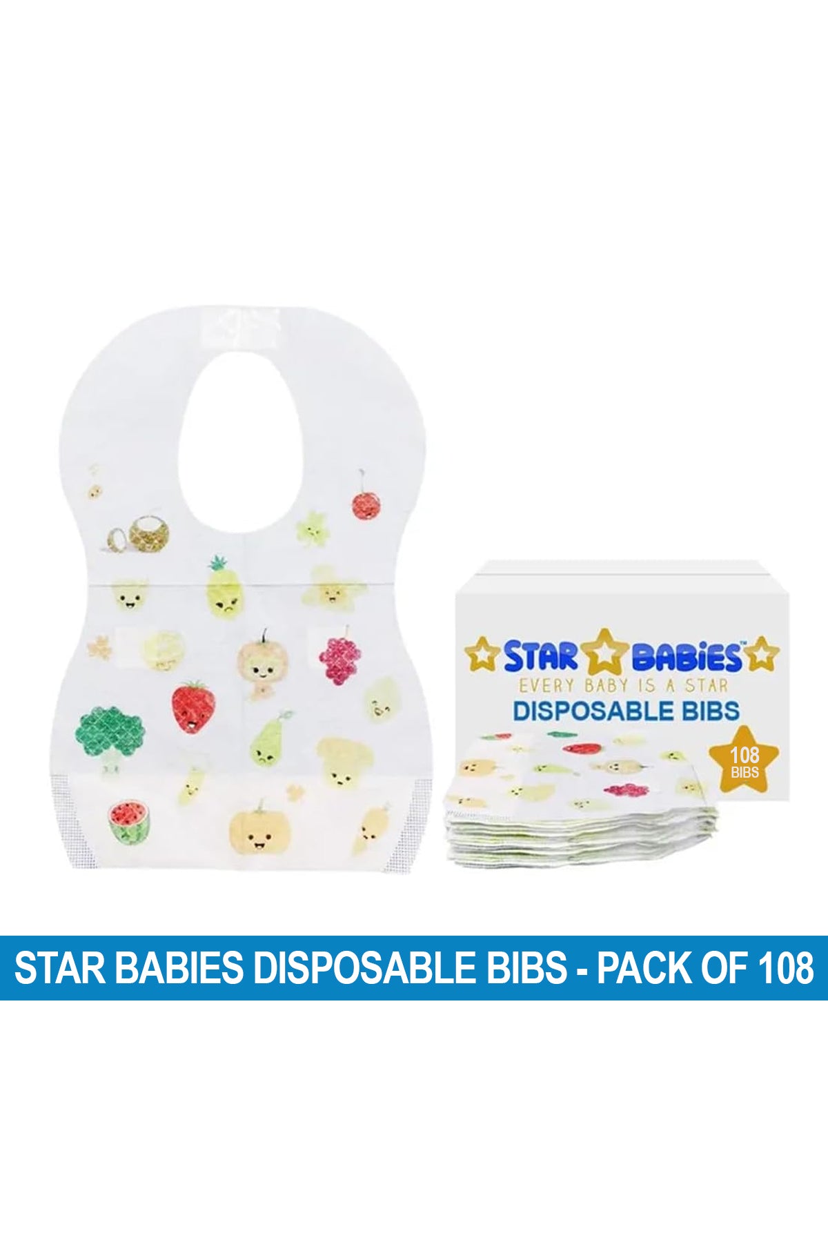 Star Babies Disposable Bibs Pack of 108-Fruits