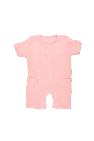 MOON Organic Crinkle Muslin Romper (18-24 Months)- Pink