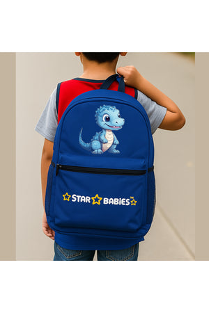 Star Babies 16-Inch Dino Themed Children's Backpack with Adjustable Shoulder Strap for Hiking Large with Bento Lunch Box with 4 Compartments, BPA Free, Leak-Proof, Toddler-Friendly, 3 Years+, Pack of 2
