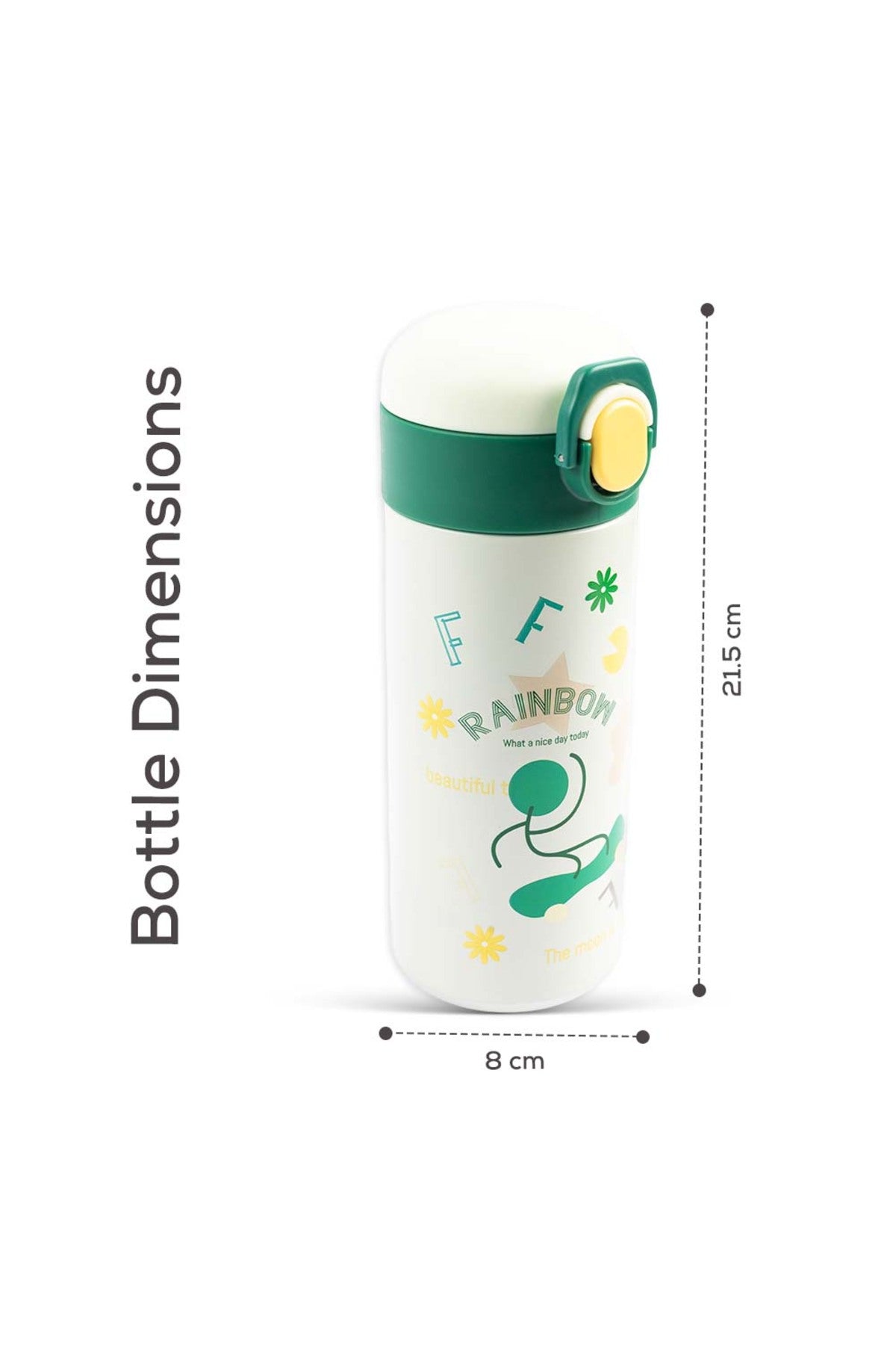 Cocobee 500Ml Green Stainless Steel Insulated Water Bottle – Leakproof, Odour-Free, With Soft Handle Grip (Age 3+)-Green