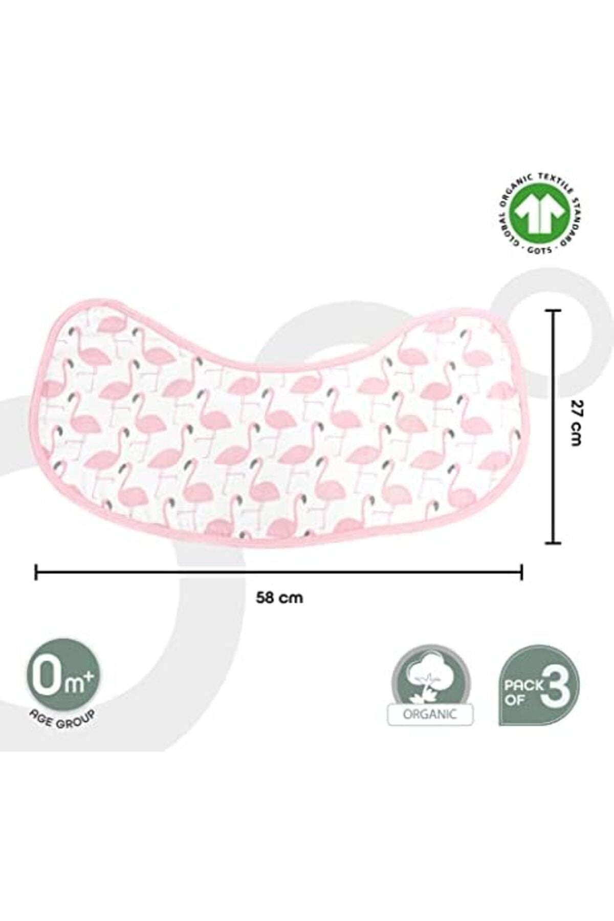MOON Organic Burpy Cloth. (8 Layer)-Flamingo, Feather & pink