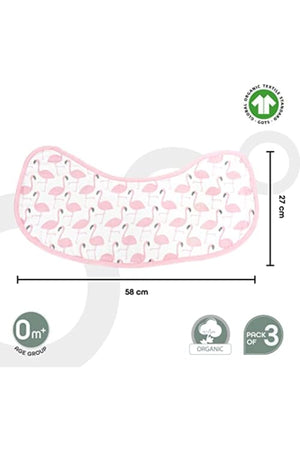 MOON Organic Burpy Cloth. (8 Layer)-Flamingo, Feather & pink