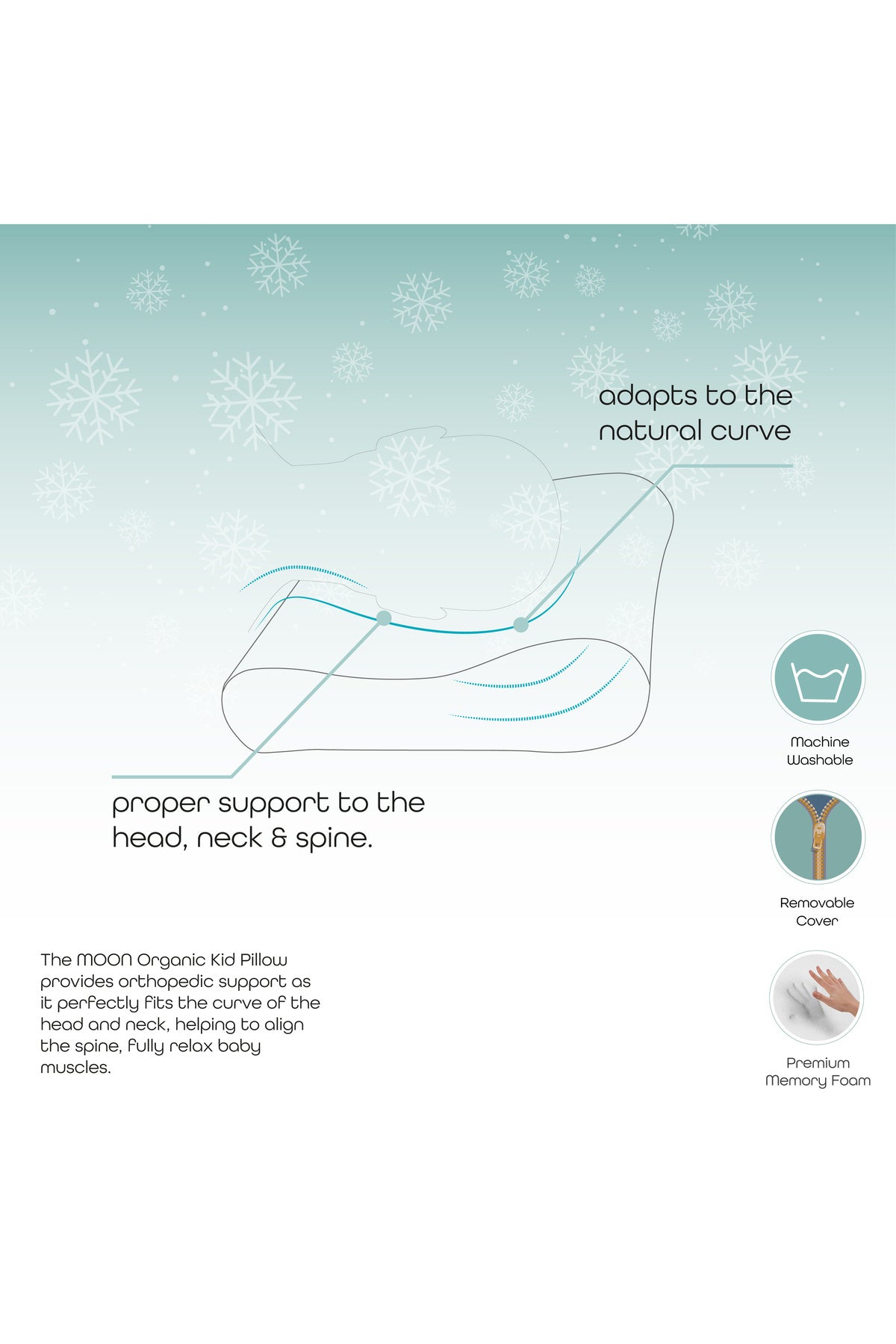 MOON  Organic cool pillow - White, organic cool pillow fabric.