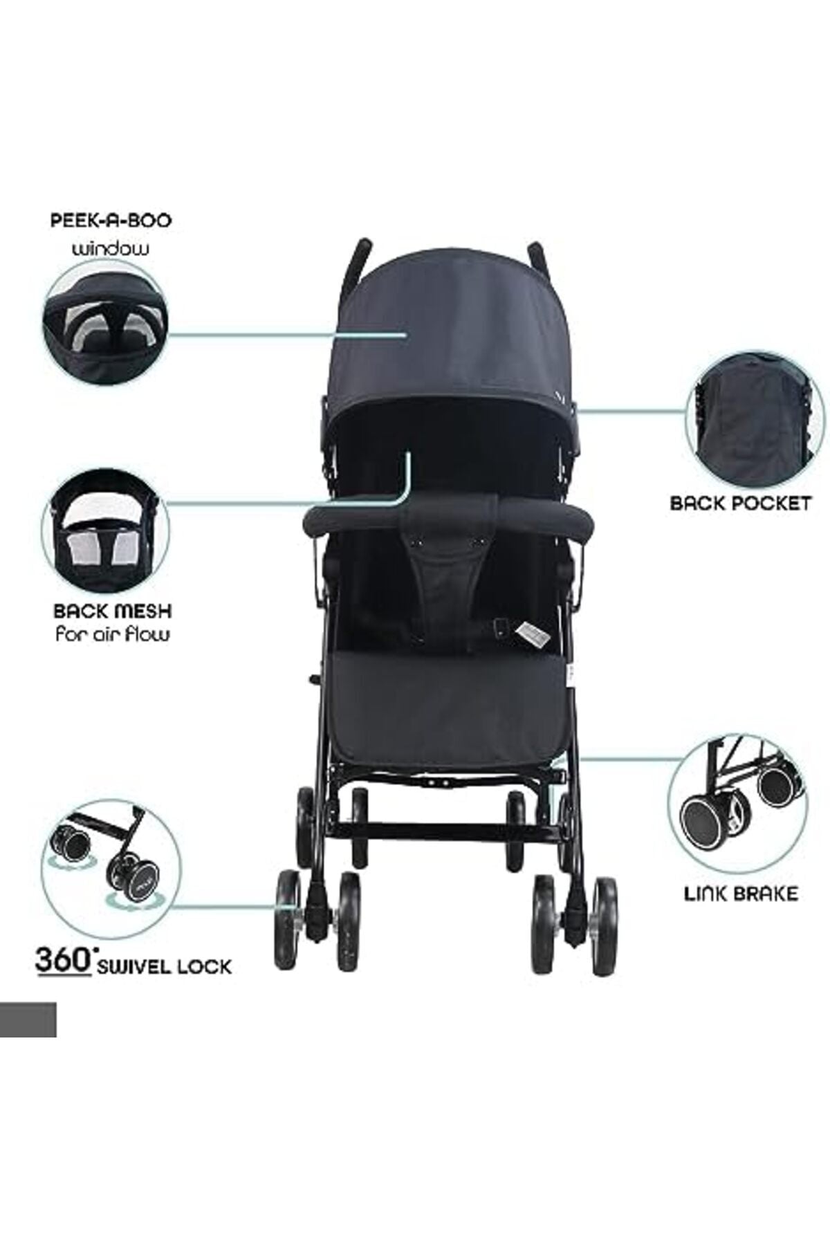 MOON Neo Plus Light Weight Travel Stroller,dark Grey