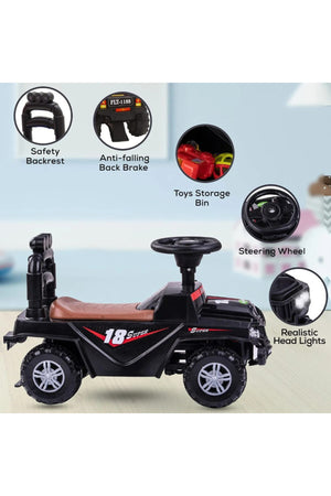 StarMarz SUPER 18 Off-Road Ride-On Jeep – Foot-to-Floor Baby Push Car with Safety Backrest, Storage Box, Steering Wheel & Big Tyres – Realistic Headlights – Indoor/Outdoor Ride-On Toy for Toddlers (1–4 Years)