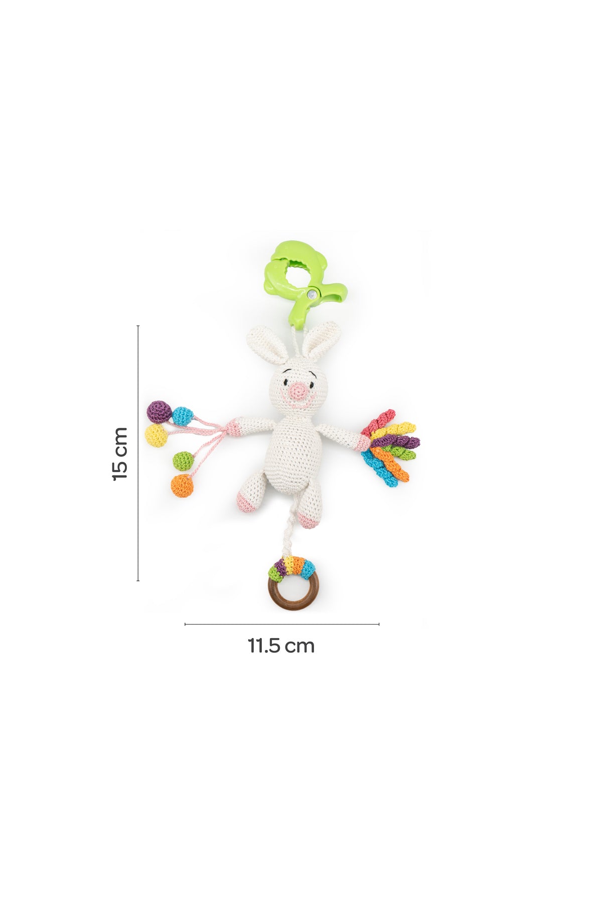 MOON Handcrafted Crochet Toy with Cuddle Ring & Clip Hanger-Bunny