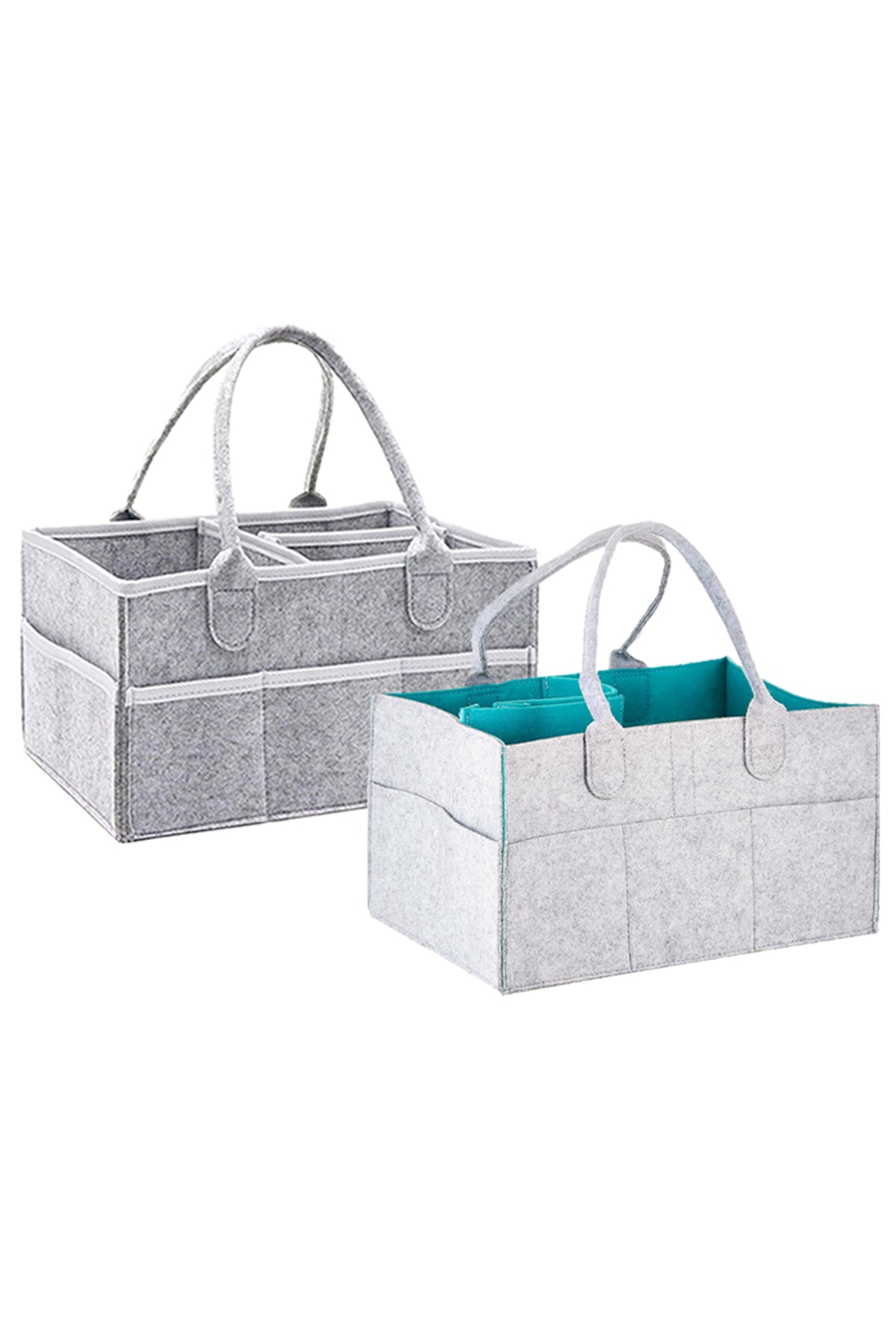 Star Babies - Baby Diaper Caddy Organizer - Pack of 2 - Grey/Grey Green