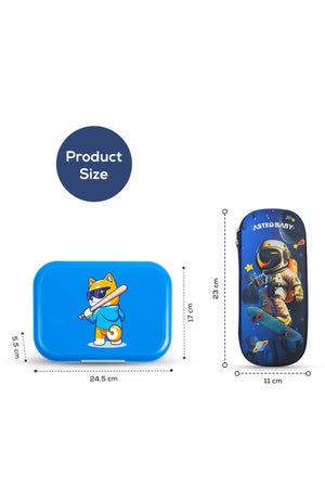 Cocobee Bento Lunch Box with Silicone Seal, Microwave Safe Tray – Blue – 765ml + Pencil Case with Internal Mesh Pocket,