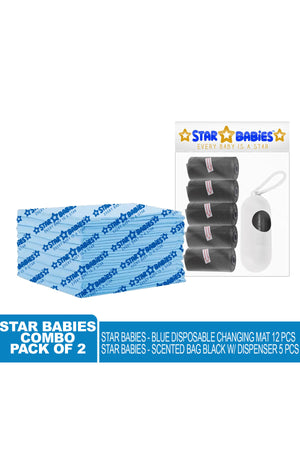 Star Babies Disposable Changing Mat + Scented Bags + Dispenser - Black