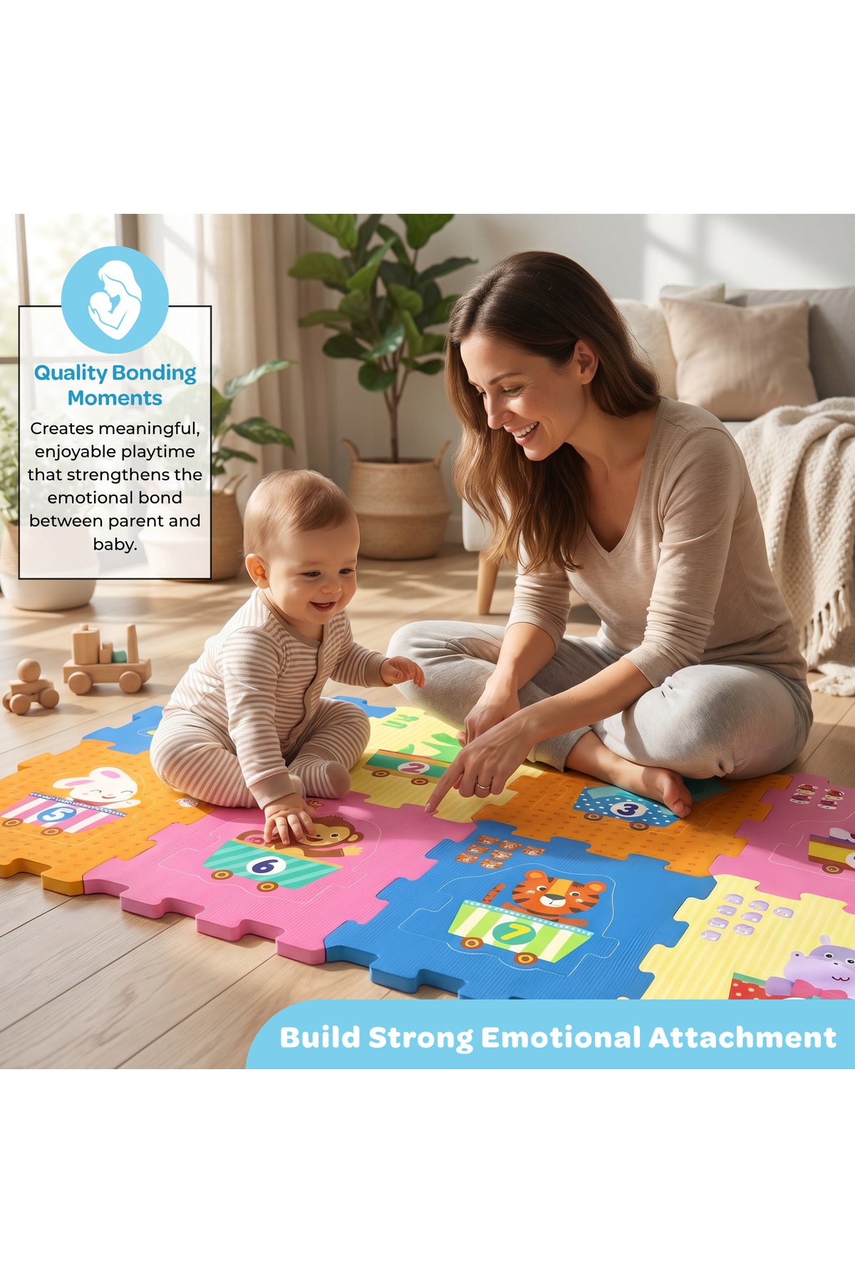 MOON Safari Baby Playmat | EVA Foam Learning Mat for Toddlers | Multicolour | 10 Months+