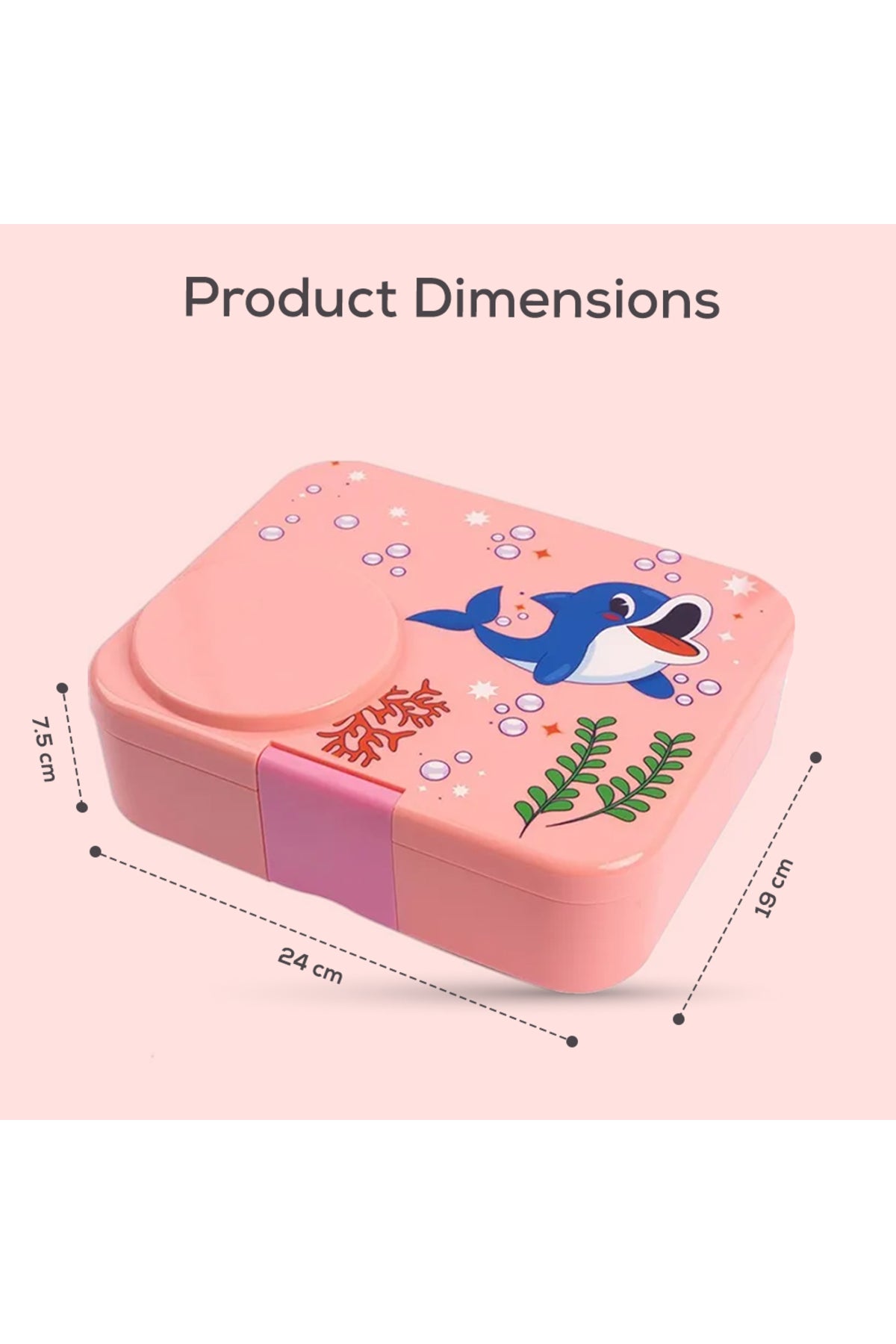 Cocobee Whale Bento Lunch Box With Food Jar – 4 Compartments, Bpa-Free, Leakproof & Odour-Free, 1.67L, 22X18X6.5Cm – Pink (3 Years+)