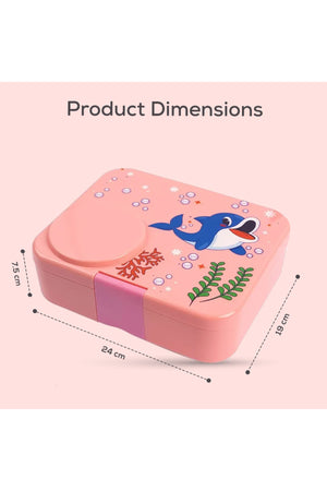 Cocobee Whale Bento Lunch Box With Food Jar – 4 Compartments, Bpa-Free, Leakproof & Odour-Free, 1.67L, 22X18X6.5Cm – Pink (3 Years+)
