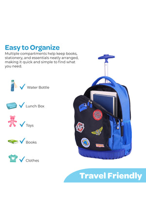MOON Licensed SONIC  the Hedgehog 3-in-1 Kids Trolley Backpack Set     - (18-Inch) Premium Kids School Bag with Lunch Bag & Pencil Case-Black&Blue