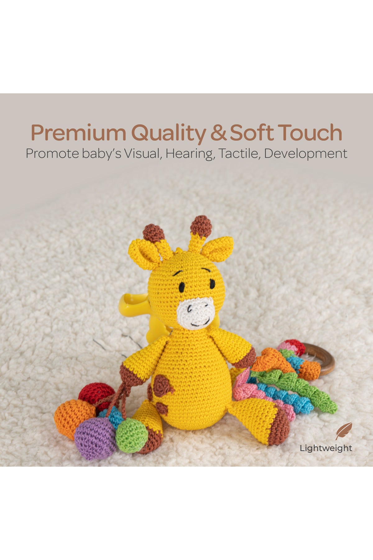 MOON Handcrafted Crochet  Toy with Ring & Clip Hanger-Giraffe