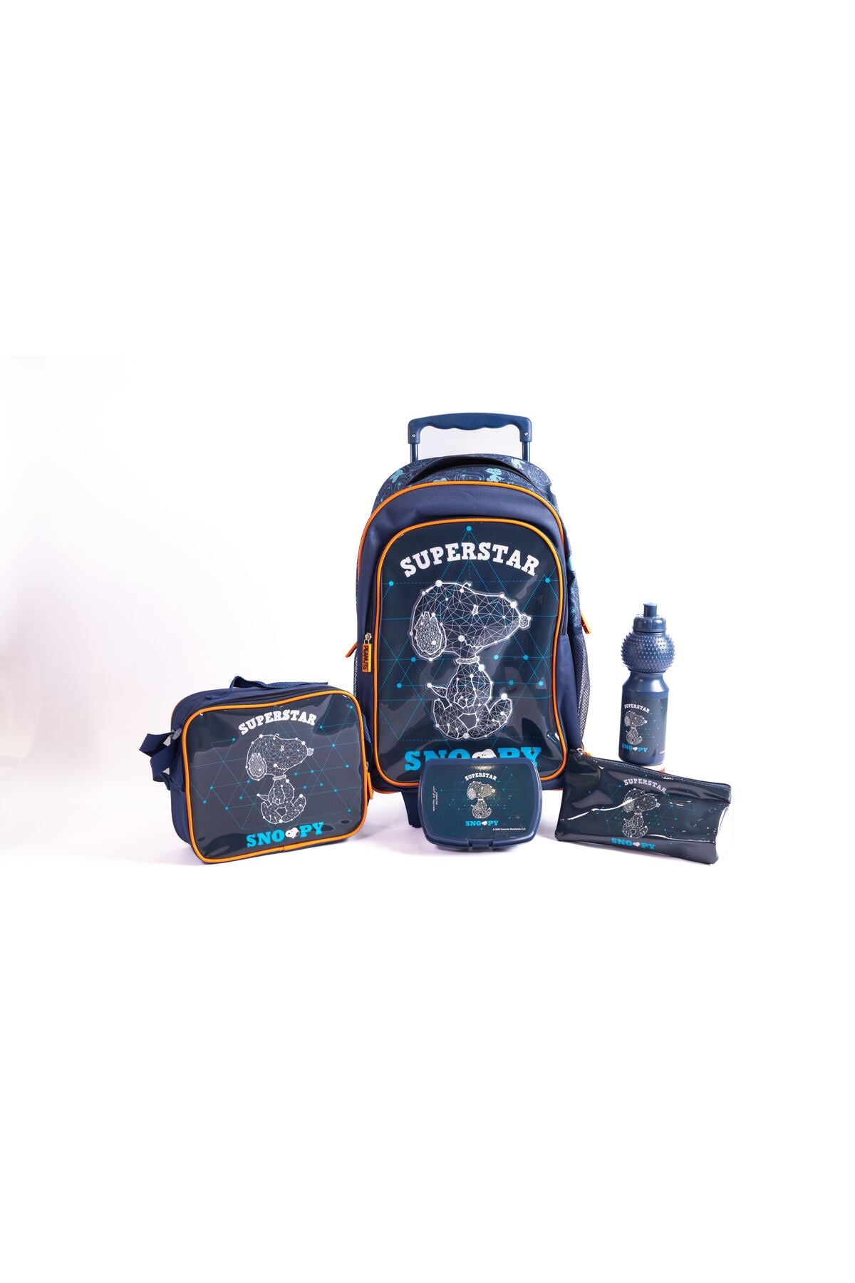 Peanuts 18" Trolley Bag School Set With Lunch Bag, Pencil Case, Water Bottle & Lunch Box – Multicolor