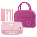 Star Babies Insulated Mini Lunch Bag with 5 Compartment Lunch Box and Fork-Spoon Set- pink