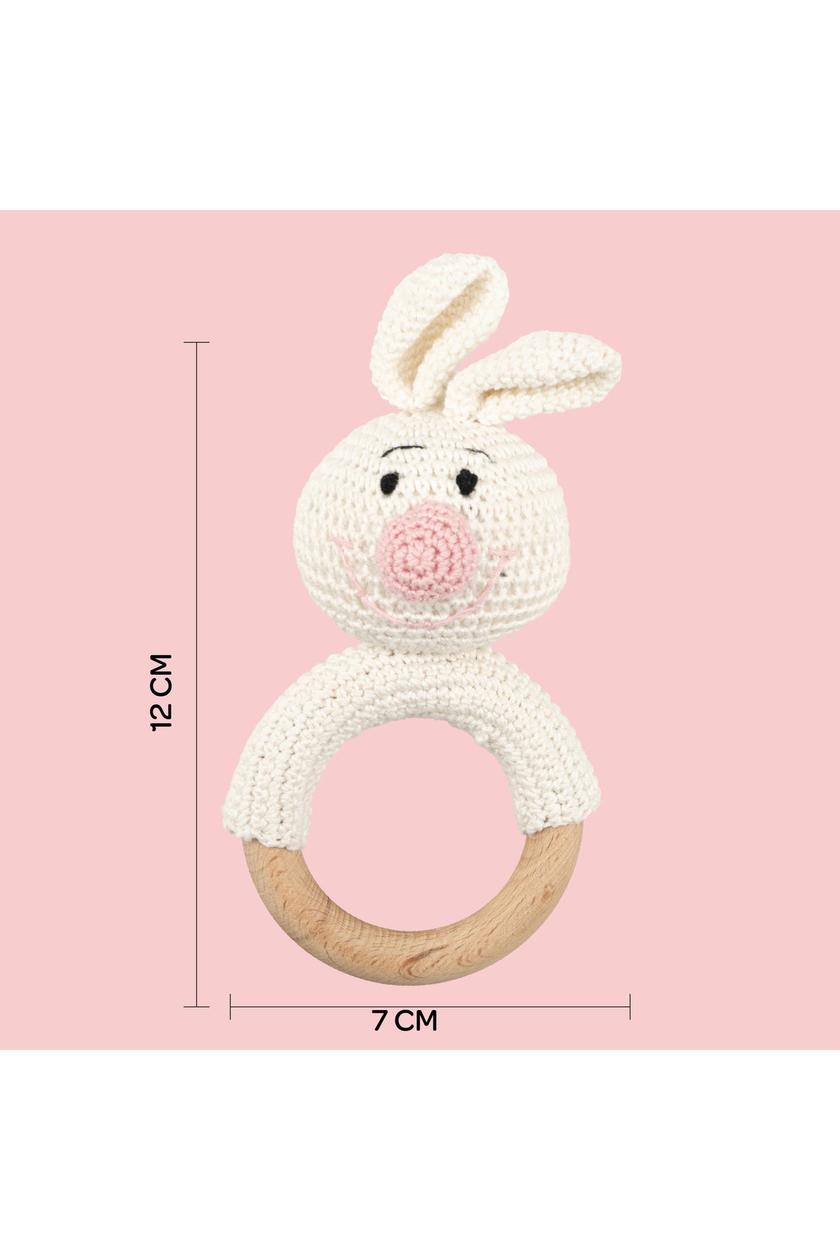 MOON Handcrafted Crochet Ring Rattle Toy-Bunny