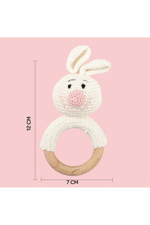 MOON Handcrafted Crochet Ring Rattle Toy-Bunny