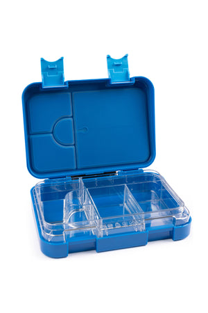 Cocobee Kids Bento Lunch Box – 6 Compartments, Leakproof, BPA Free, Microwave Safe – Blue +Disney Mickey Mouse Racket Set for Kids