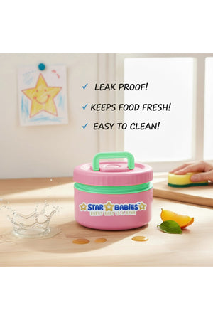 Star Babies High Quality Stainless Steel Portable Food jar/Soup bowl /Lunch box  for Kids Single Compartment Pink.