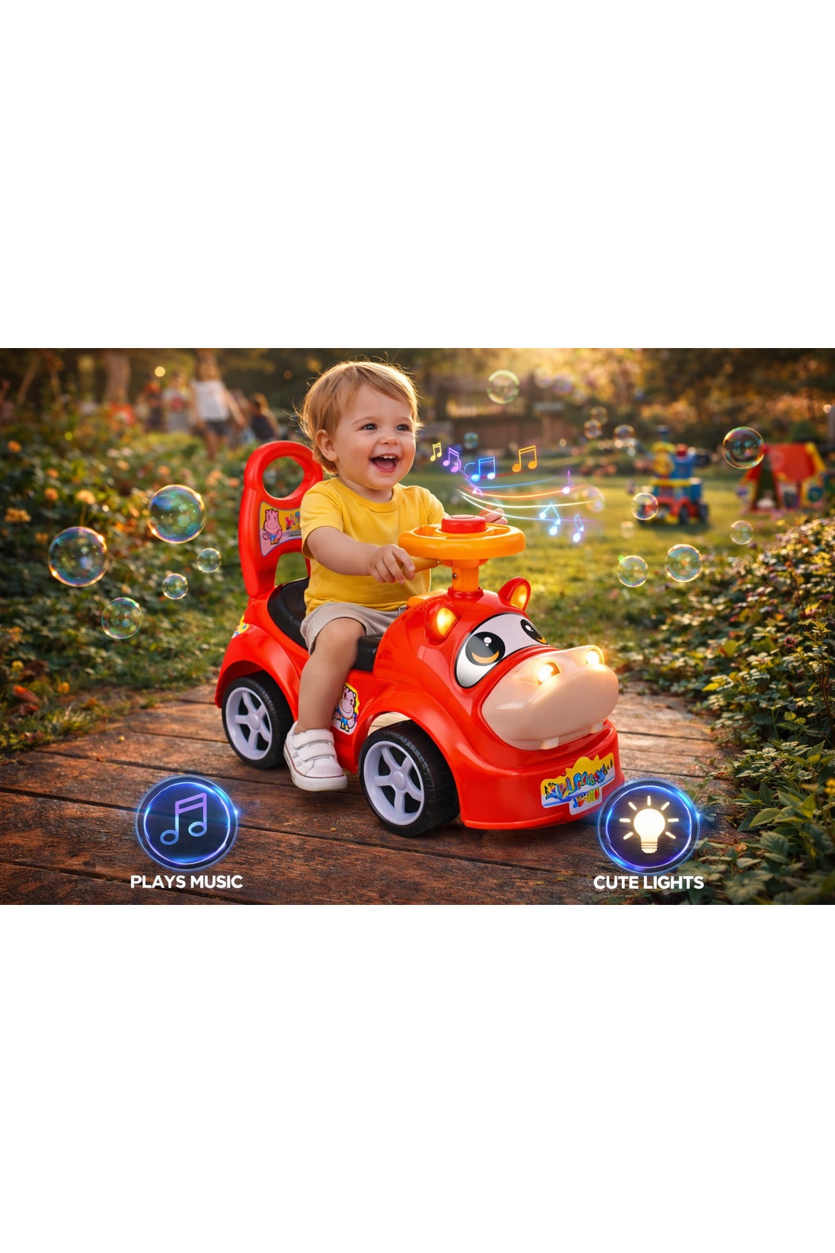 StarMarz Animal Ride-On Car – Cute Foot-to-Floor Baby Push Car with Fun Cartoon Face, Steering Wheel & Backrest – Durable Indoor/Outdoor Ride-On Toy for Toddlers (1–4 Years) – Red
