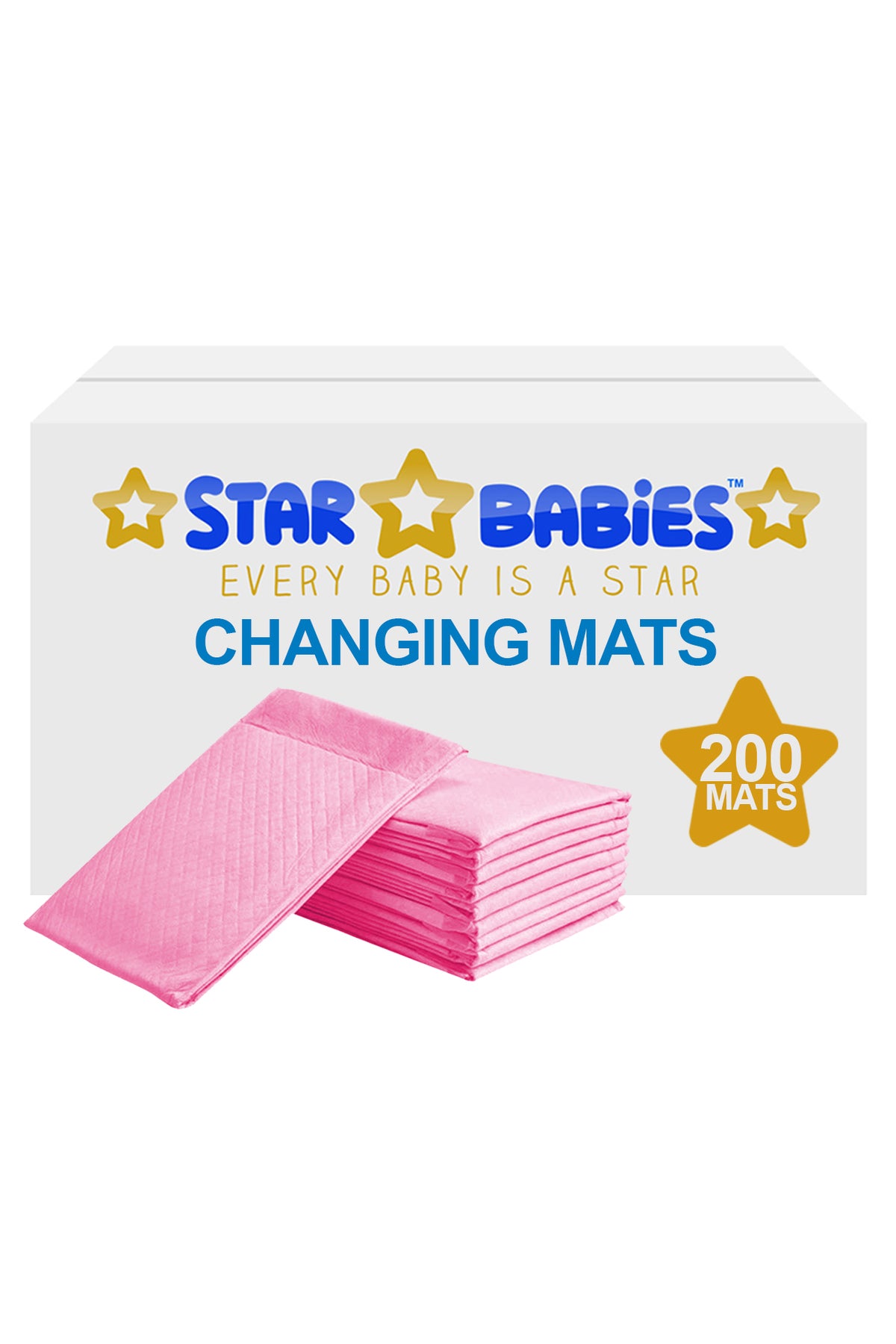 Star Babies - Disposable Changing mats (45x60cm) Large, Pack of 200 - Pink