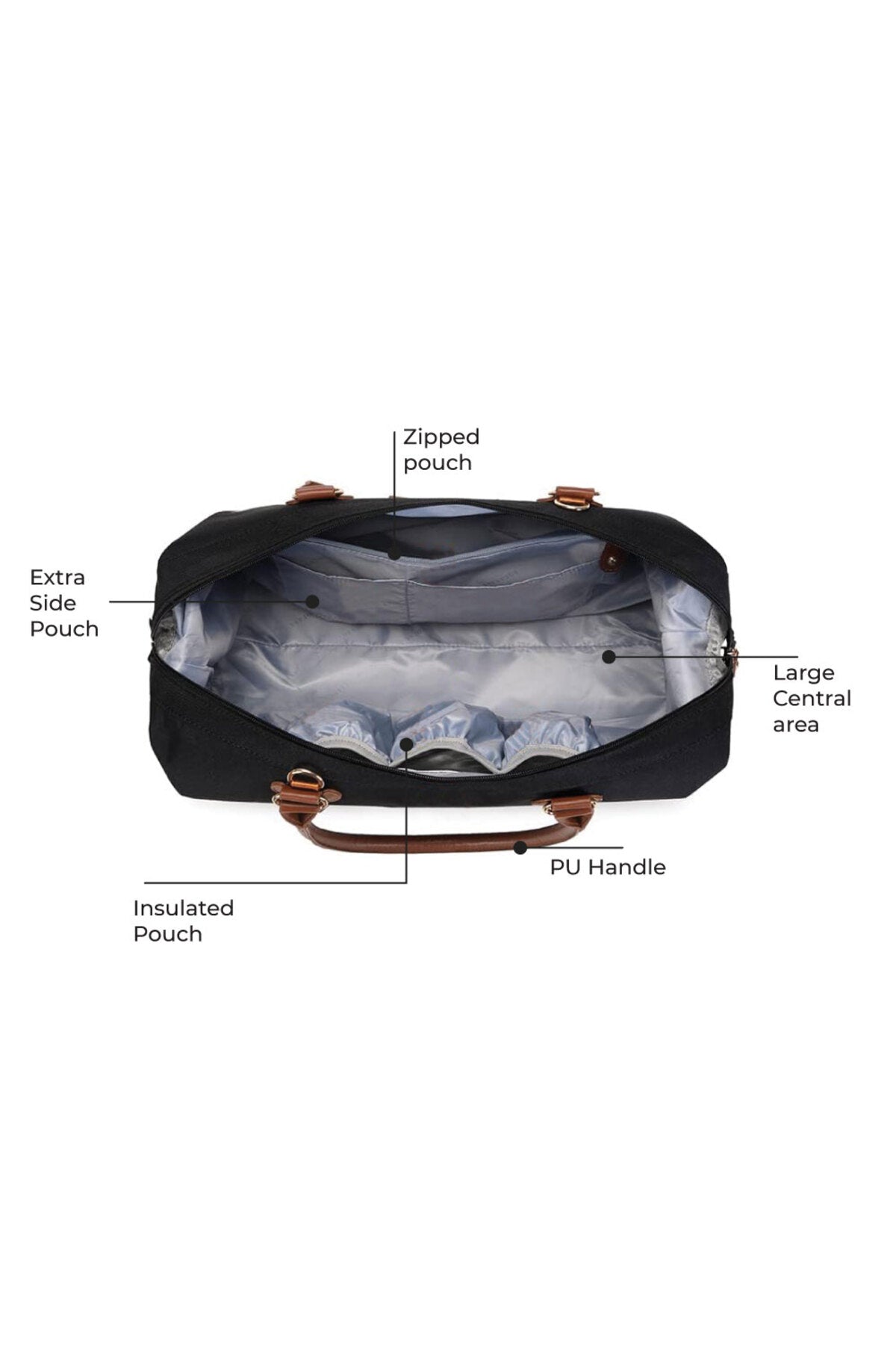 MOON Moms large capacity waterproof Travel Diaper Bag with 2 pouchs-Black