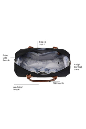 MOON Moms large capacity waterproof Travel Diaper Bag with 2 pouchs-Black