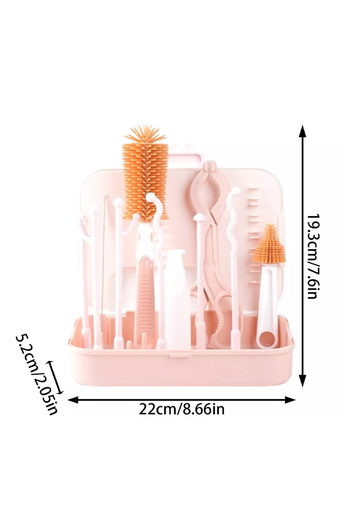 Star Babies - 7-In-1 Baby Bottle Cleaning Brush & Rack Travel Set - Pink