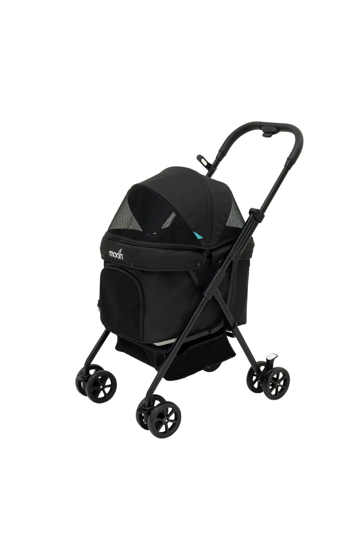 Moon  PawPerch Pet Stroller , Lightweight Foldable | Storage Basket & Waterproof Pad-Black