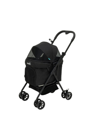 Moon  PawPerch Pet Stroller , Lightweight Foldable | Storage Basket & Waterproof Pad-Black