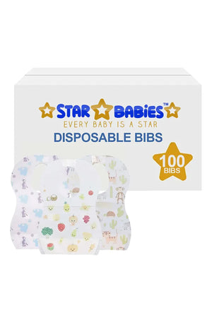 Star Babies Disposable Bibs Pack of 100 - Assorted Printed