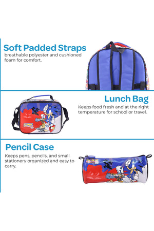 MOON Licensed Top Gun  3 in 1 Kids Backpack Set   - (17-Inch) Premium Kids School Bag with Lunch Bag & Pencil Case-Black