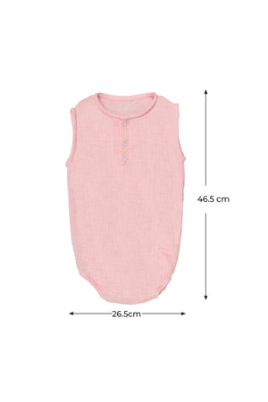 MOON Organic Crinkle Muslin Onesie (18-24 Months)-pink