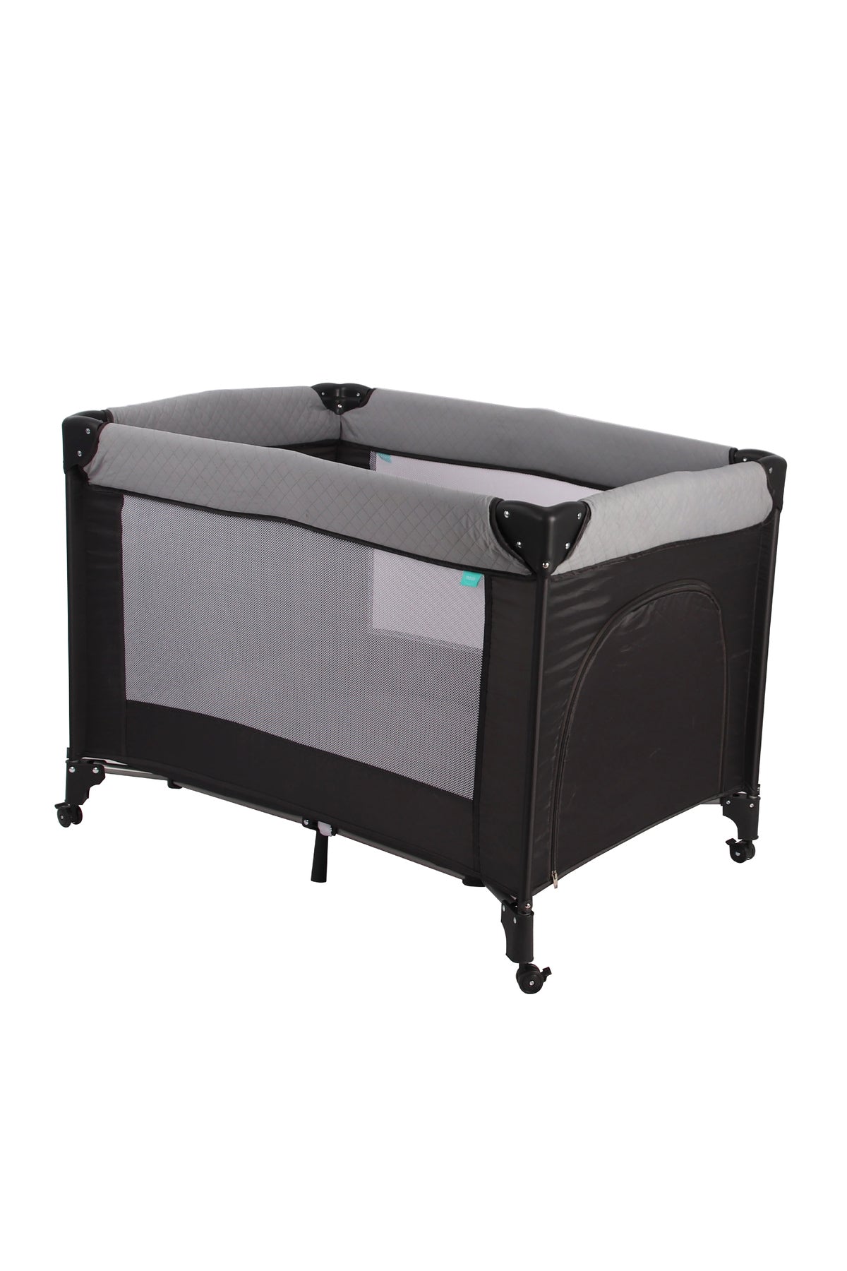 MOON Kidora Easy-Fold Playpen with Wheels, Storage & Edge Protection-Black
