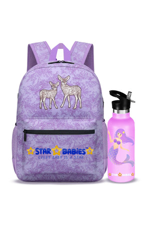 Star Babies Kids Backpack and Insulated Stainless Steel Water Bottle 2-Piece Set – Durable School Bag & Leak-Proof Bottle Bundle for Boys & Girls