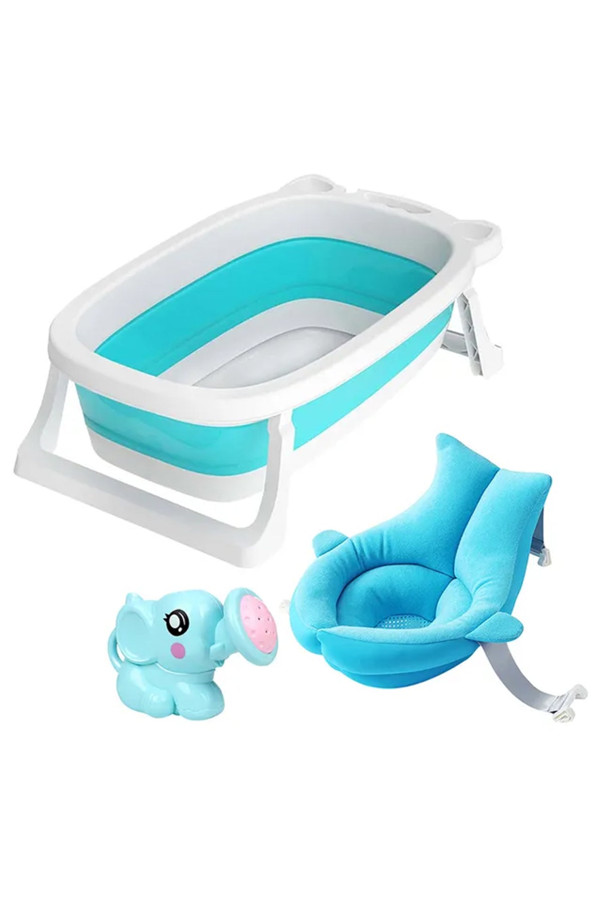 Star Babies - Foldable Bathtub w/ Soft Spot Sink Bather & Kettle Toy - Blue